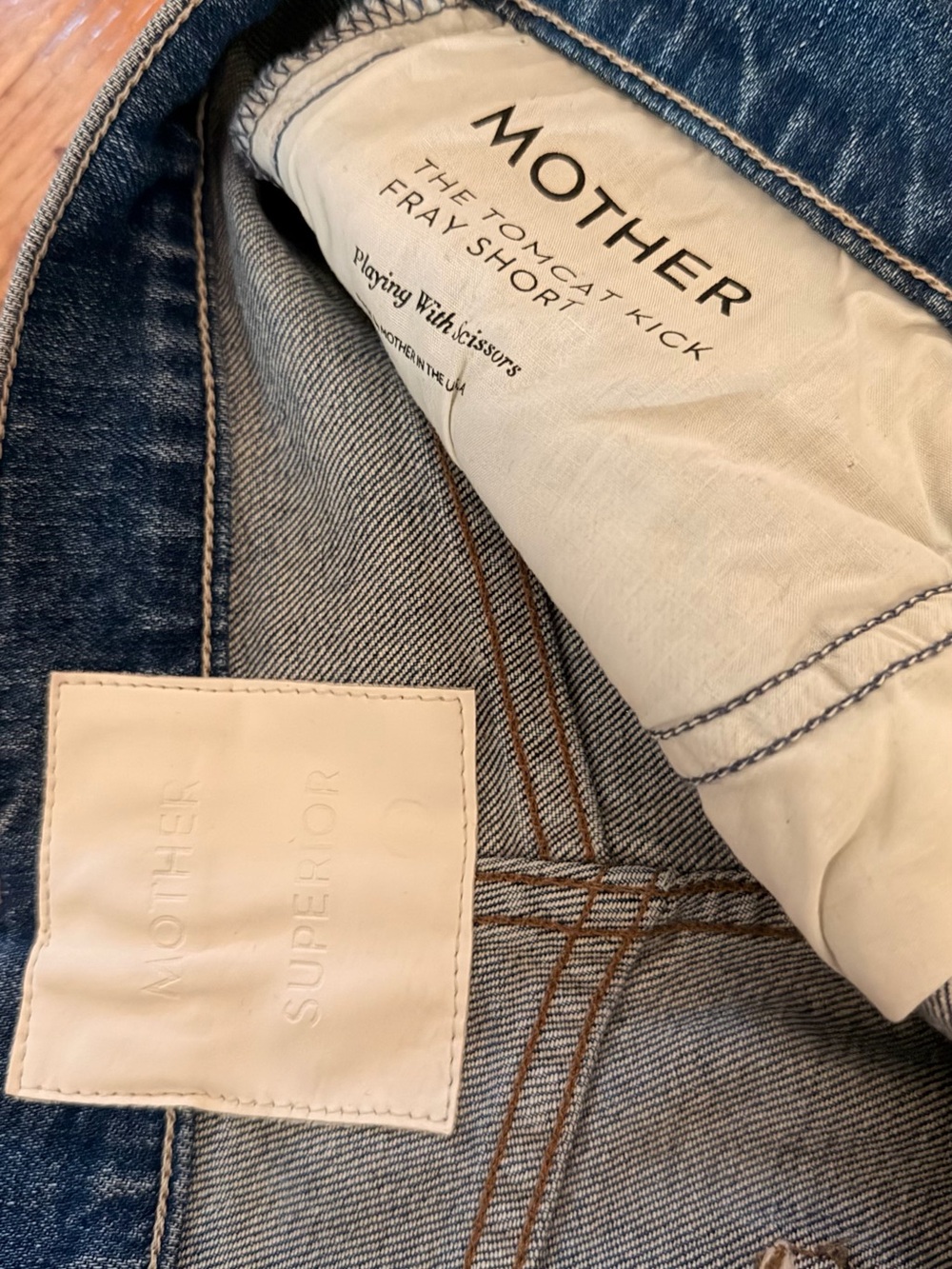 MOTHER Dark Blue Distressed High-Rise Denim Shorts - Picture 4 of 4